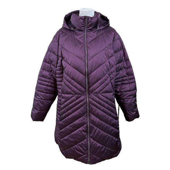 Lands End Womens Parka Size 2X Purple Full Zip Hooded (missing faux fur) Gorp - Picture 2 of 10